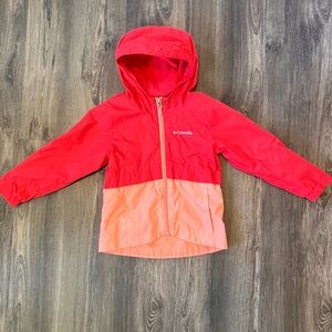 4t girls Columbia spring jacket with fleece lining around chest and in hood